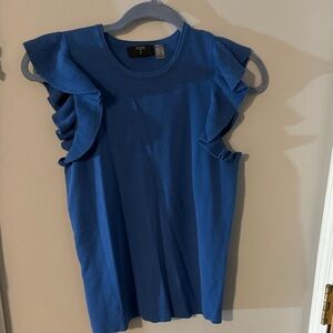 Tahari Royal Blue Ruffle Blouse